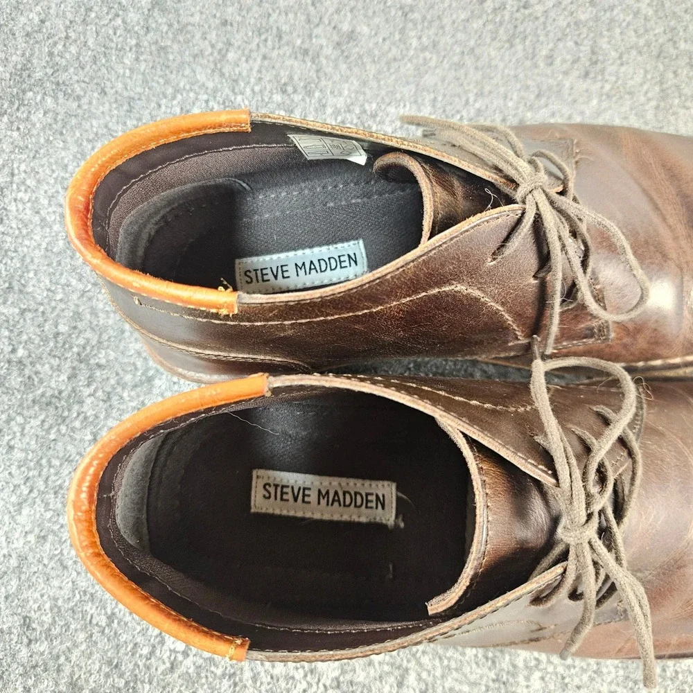 Steve Madden Mens P-IVON 983 Dark Brown Leather Chukka Boots‎ Size 10